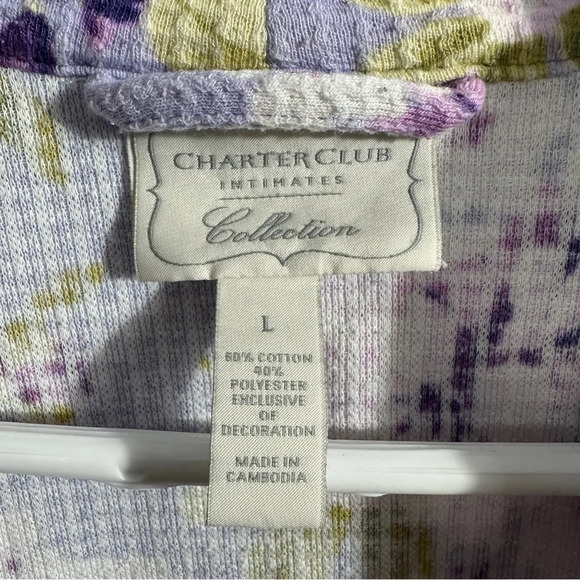 Size large Charter Club waffle bathrobe, attached belt - Picture 2 of 11